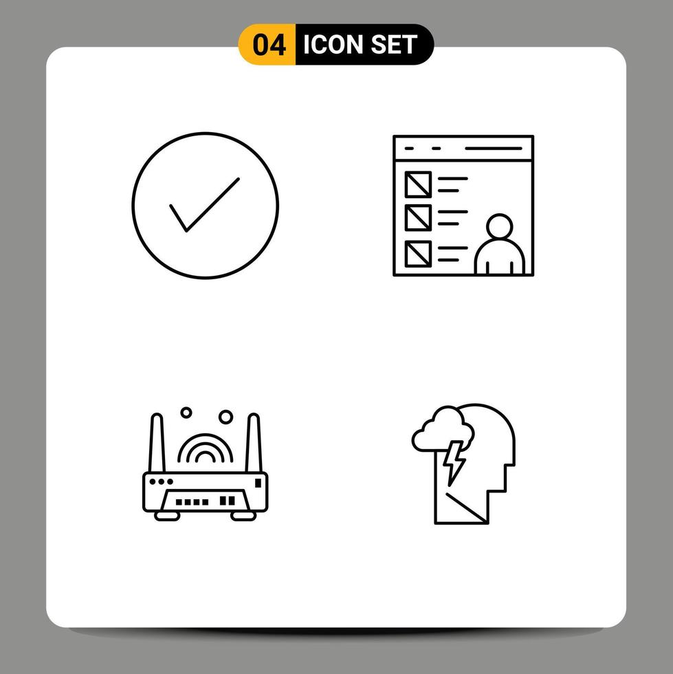 4 colores planos universales de línea de llenado establecidos para aplicaciones web y móviles desarrollo de flechas elementos de diseño vectorial editables electrónicos del navegador aceptable vector
