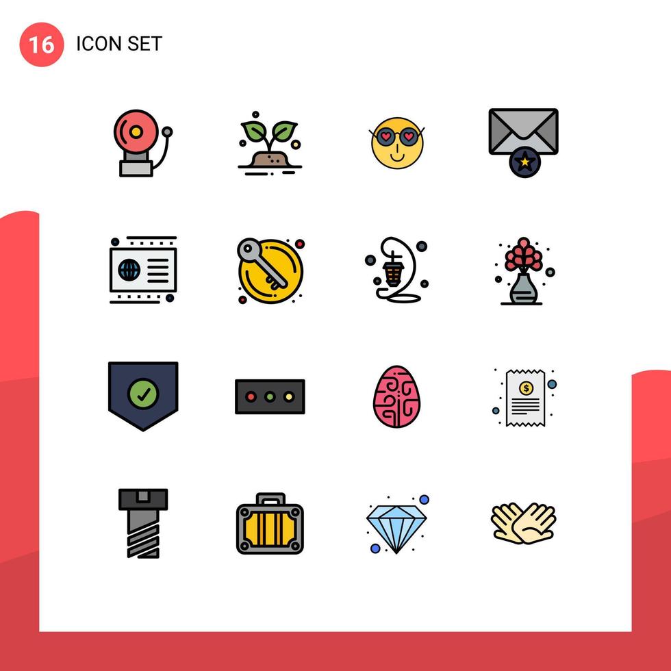 Universal Icon Symbols Group of 16 Modern Flat Color Filled Lines of debit card emoji star mail Editable Creative Vector Design Elements