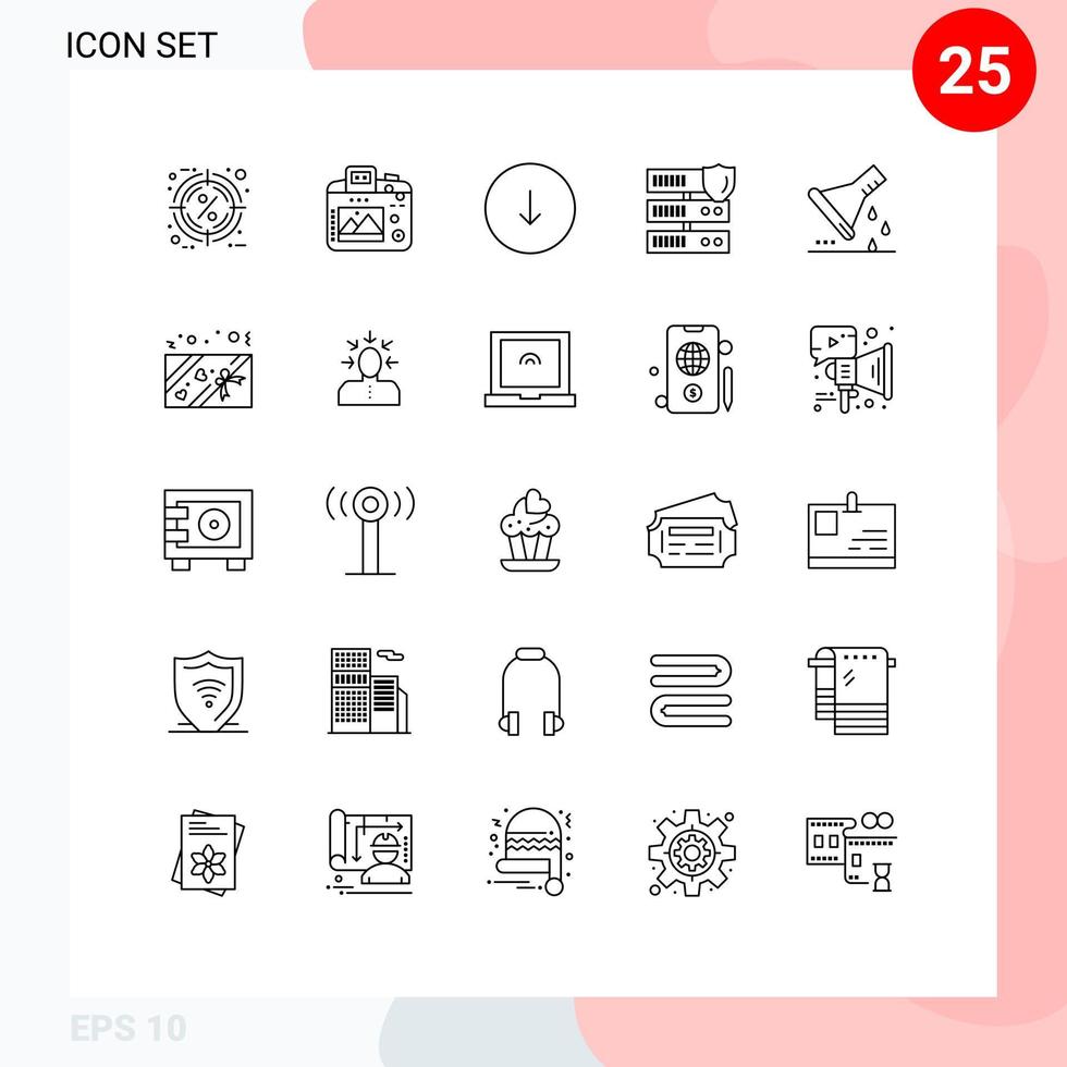 Line Pack of 25 Universal Symbols of chemical flask secure hobby network downloads Editable Vector Design Elements
