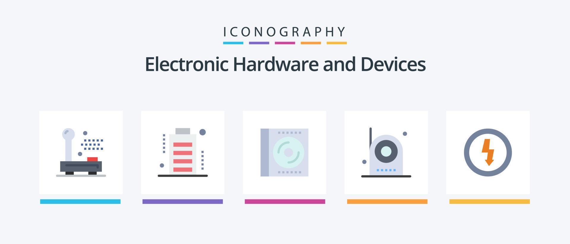 Devices Flat 5 Icon Pack Including electric. camera. full. disc. compact. Creative Icons Design vector