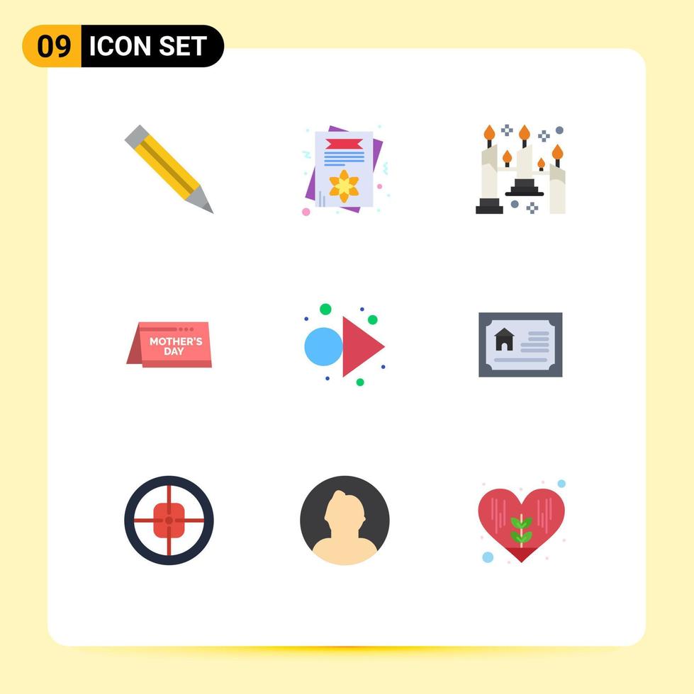 9 Creative Icons Modern Signs and Symbols of right arrow candles time day Editable Vector Design Elements
