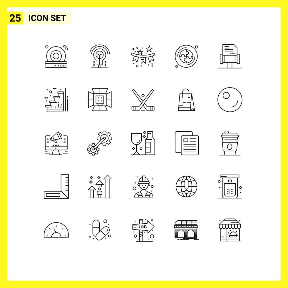 Modern Set of 25 Lines Pictograph of law puzzle confetti education holiday Editable Vector Design Elements