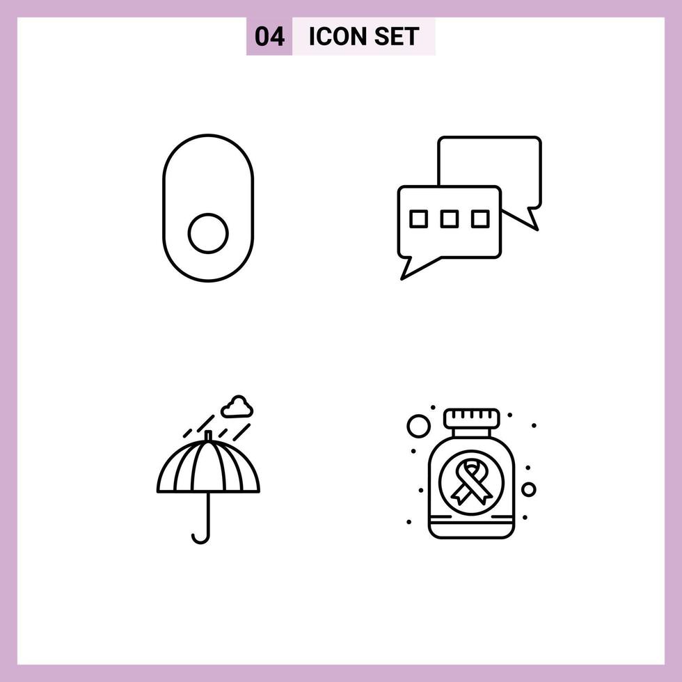 Stock Vector Icon Pack of 4 Line Signs and Symbols for apple safety chatting umbrella bottle Editable Vector Design Elements