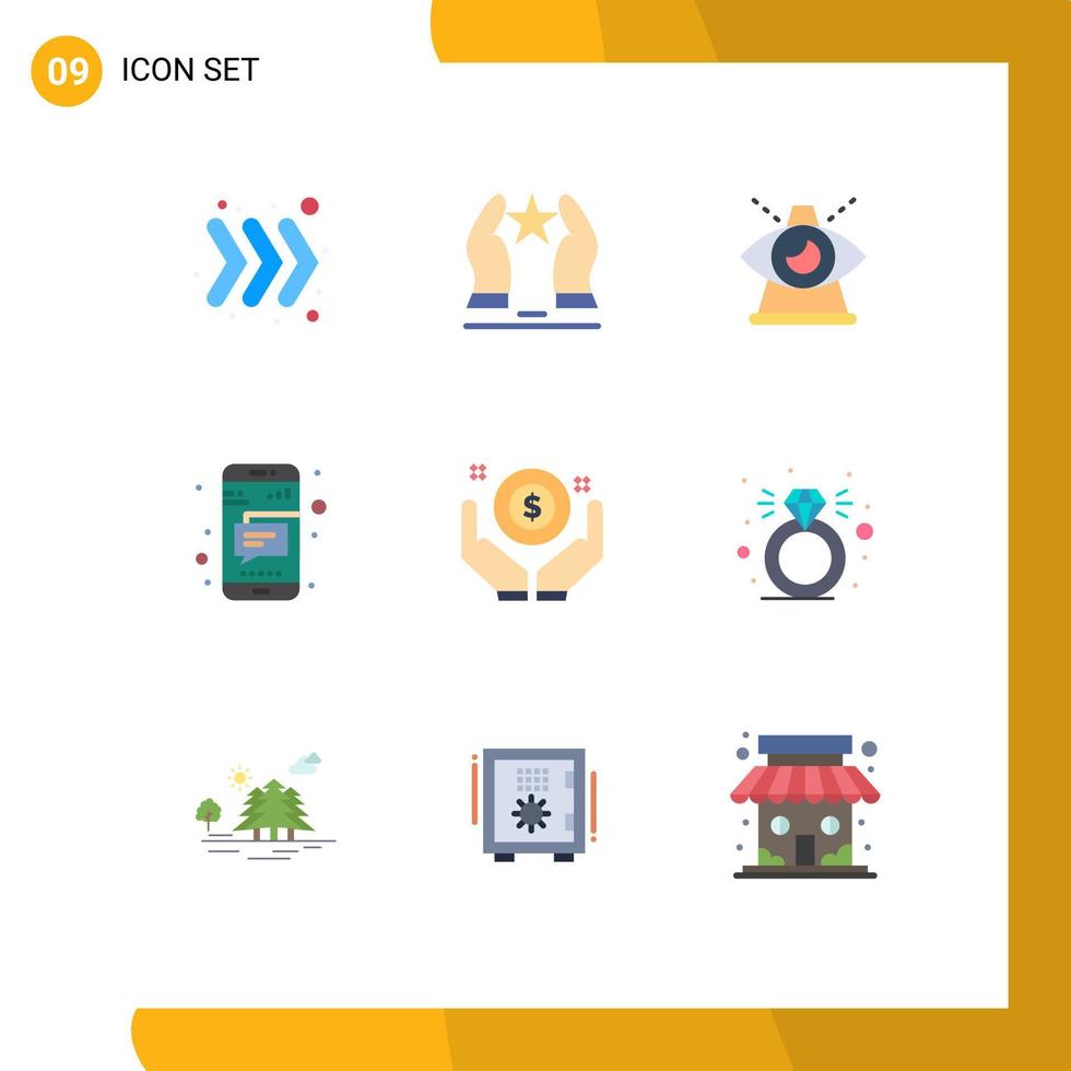 Pack of 9 creative Flat Colors of business phone business mobile providence Editable Vector Design Elements