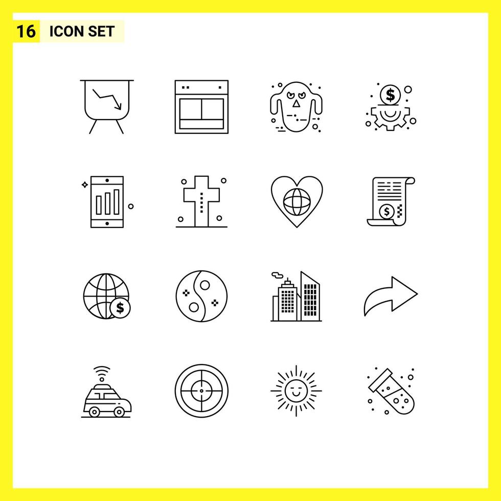 16 Creative Icons Modern Signs and Symbols of chart mobile ghost management business Editable Vector Design Elements