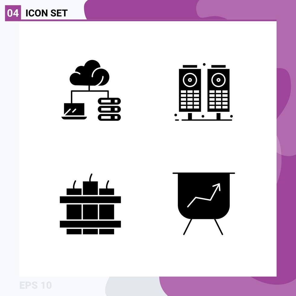 Editable Vector Line Pack of Simple Solid Glyphs of cloud board music bomb Layer Editable Vector Design Elements