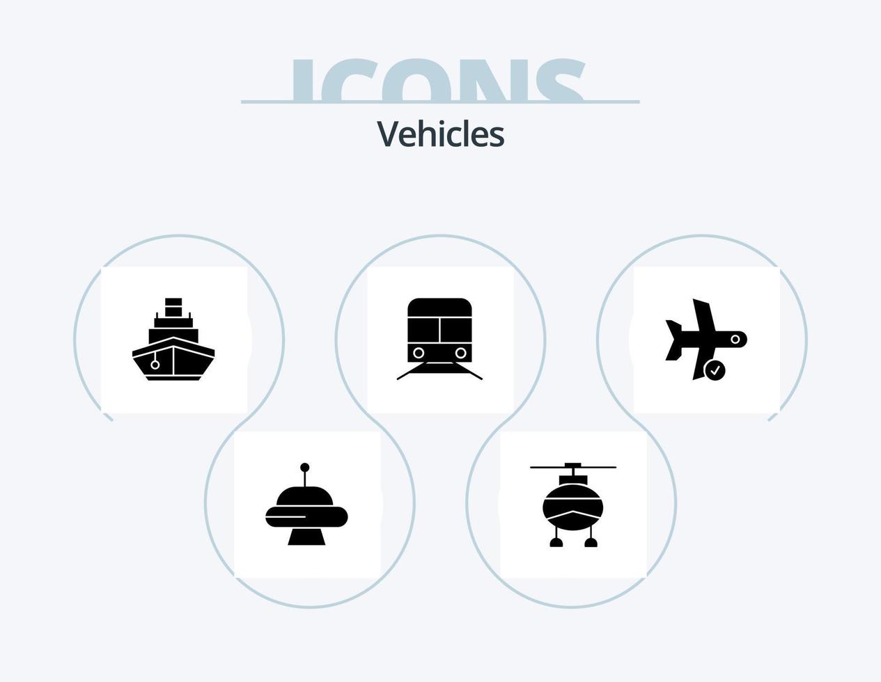 diseño de iconos del paquete de iconos de glifo de vehículos 5. controlar. transporte. completado. transporte. metro vector