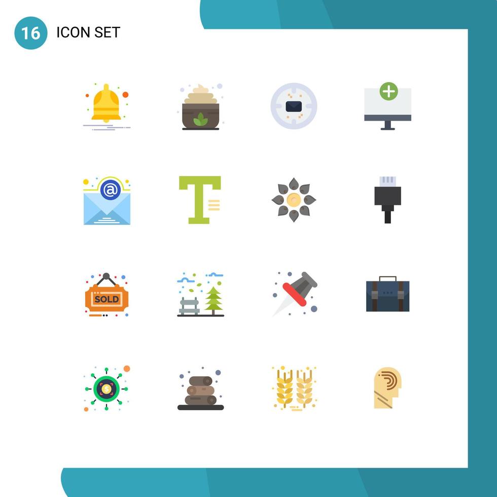 Pictogram Set of 16 Simple Flat Colors of newsletter hardware finance gadget computers Editable Pack of Creative Vector Design Elements