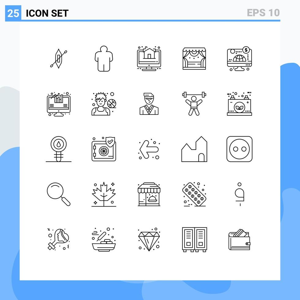 25 Creative Icons Modern Signs and Symbols of business computer online theater spotlight Editable Vector Design Elements