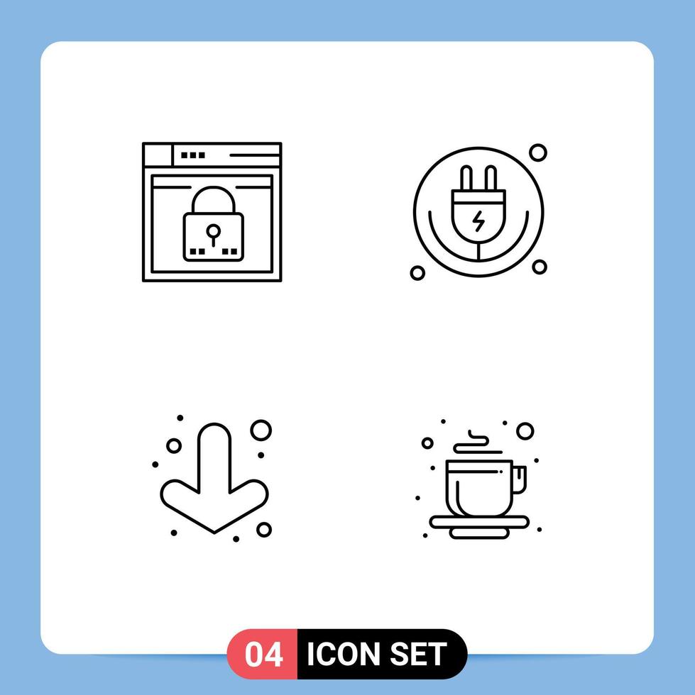 paquete de iconos de vector de stock de 4 signos y símbolos de línea para elementos de diseño de vector editables de flecha de enchufe de diseño de iot de inicio de sesión