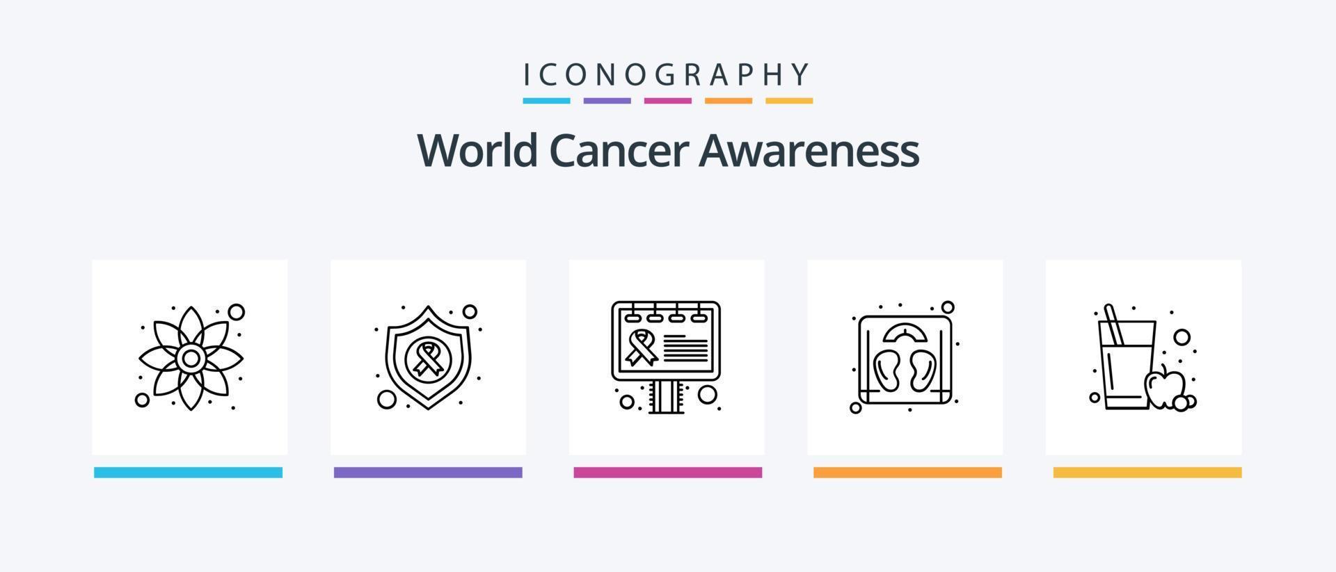 World Cancer Awareness Line 5 Icon Pack Including communication. cancer day. plant. rostrum. podium. Creative Icons Design vector