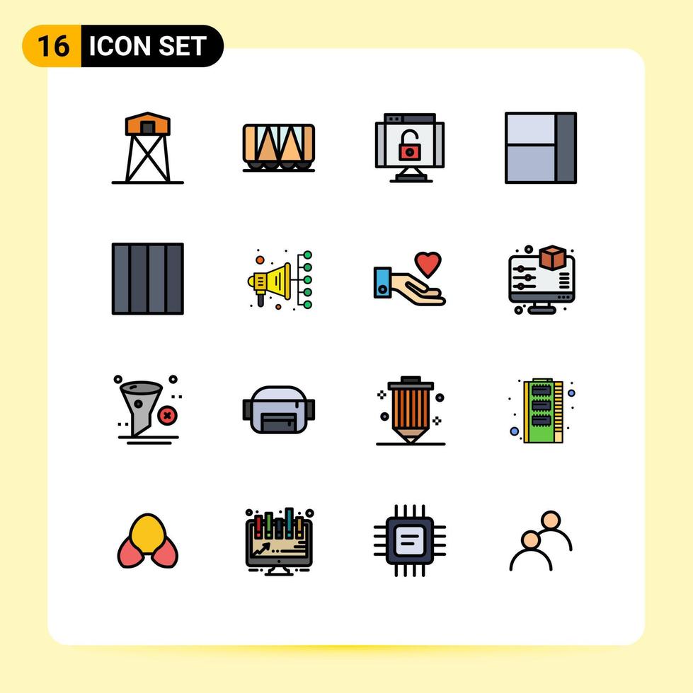 Universal Icon Symbols Group of 16 Modern Flat Color Filled Lines of hand digital data automation grid Editable Creative Vector Design Elements
