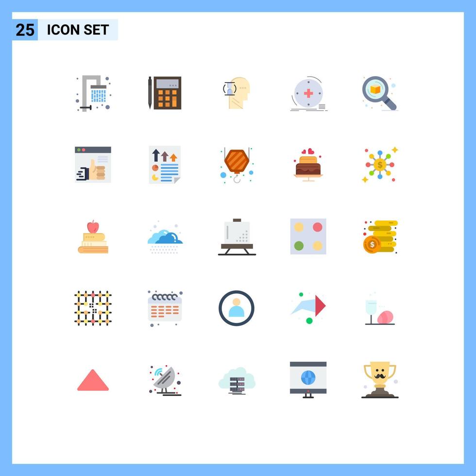 Editable Vector Line Pack of 25 Simple Flat Colors of healthcare digital financial clinical user Editable Vector Design Elements