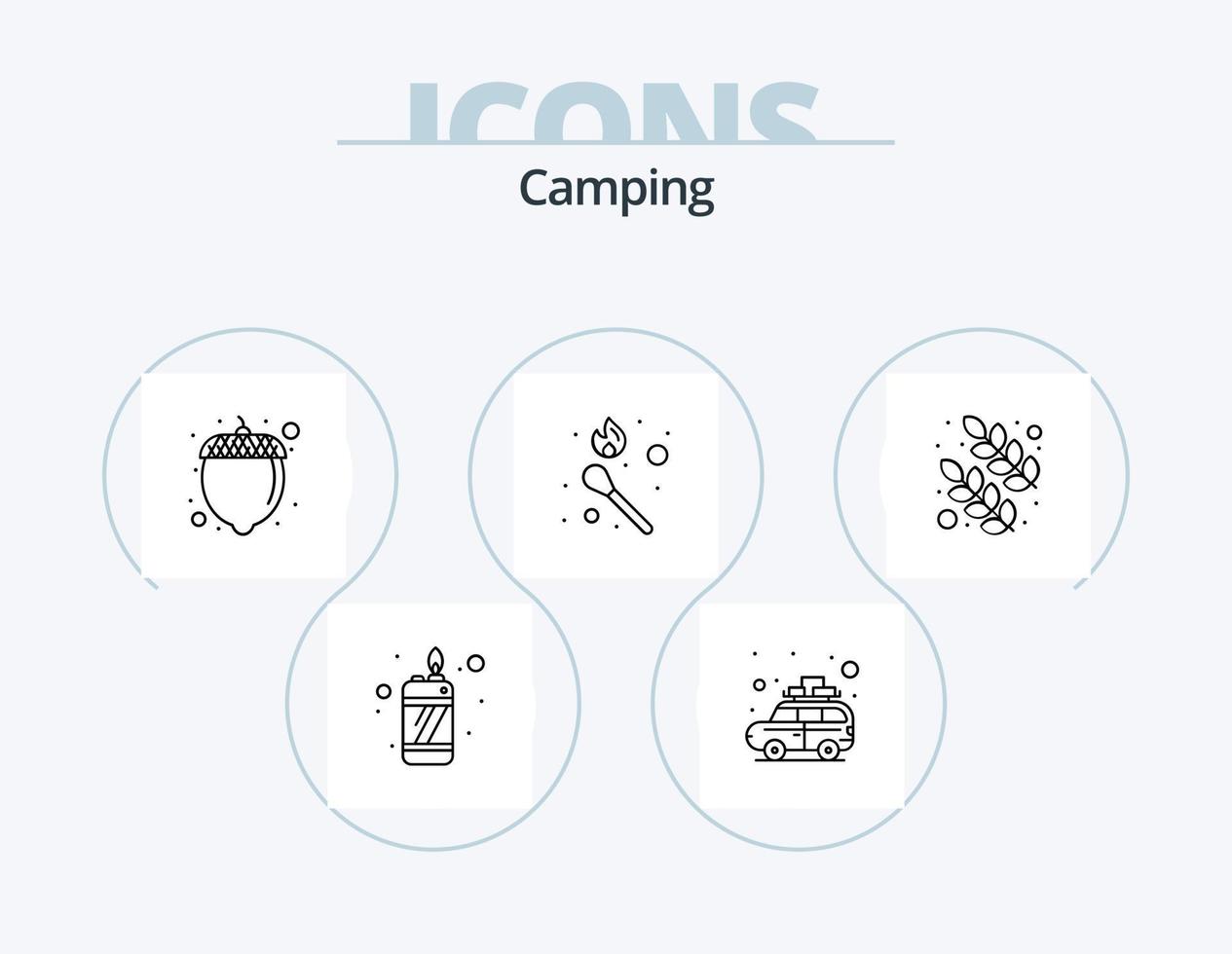 Camping Line Icon Pack 5 Icon Design. . watch. fire. time. torch vector