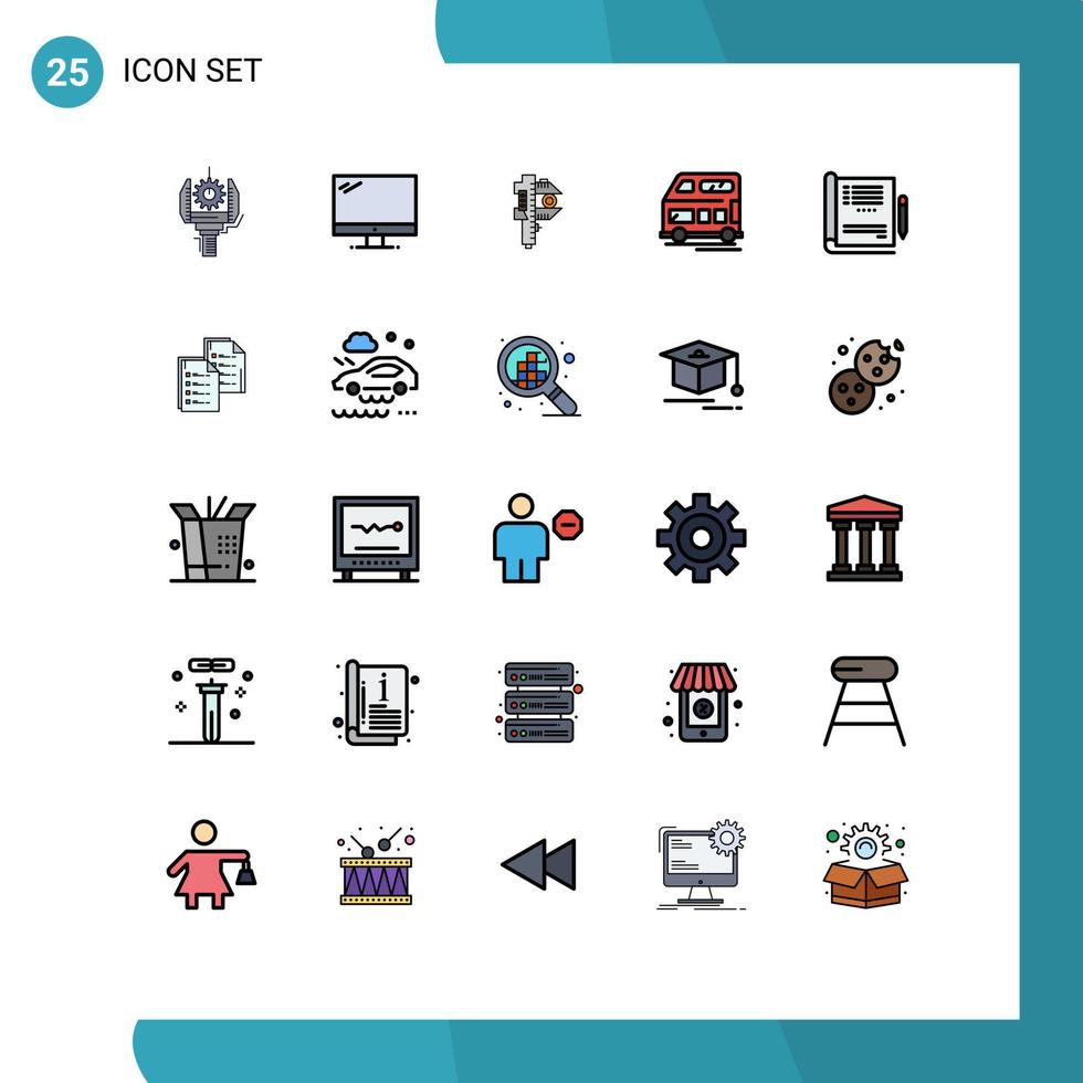 Set of 25 Modern UI Icons Symbols Signs for transport bus imac tiny measure Editable Vector Design Elements