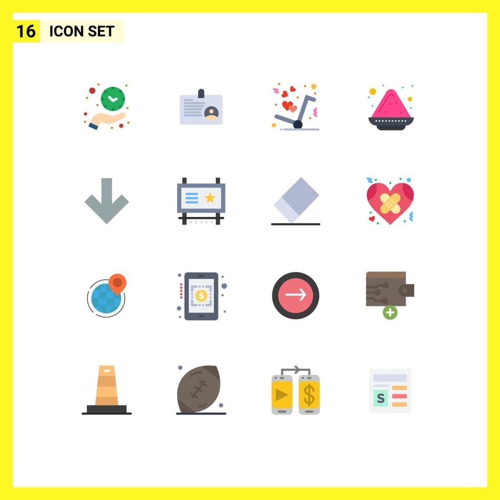Universal Icon Symbols Group of 16 Modern Flat Colors of arrow india employee color love Editable Pack of Creative Vector Design Elements