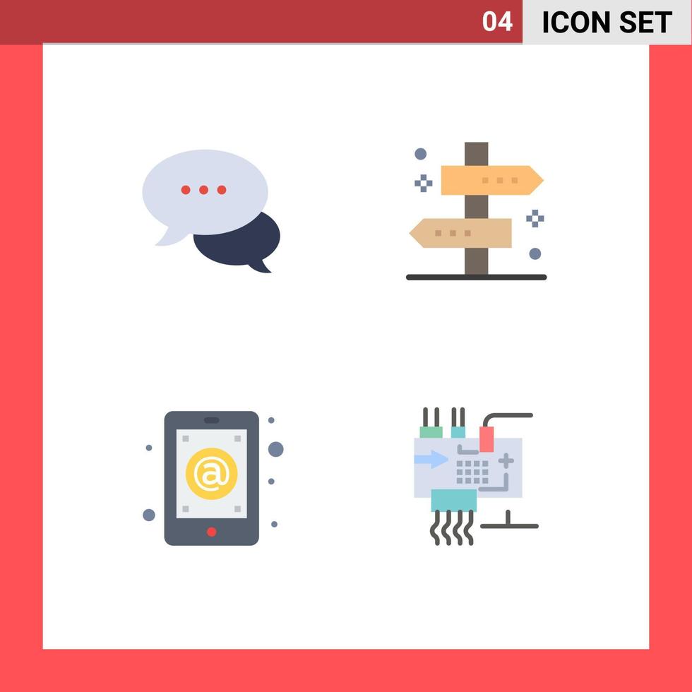 4 Thematic Vector Flat Icons and Editable Symbols of bubble app chatting tag inbox Editable Vector Design Elements