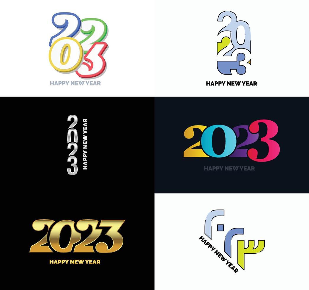 Big Collection of 2023 Happy New Year symbols Cover of business diary for 2023 with wishes vector
