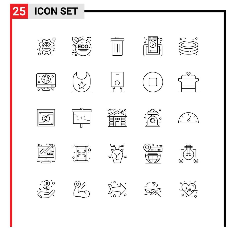 Pack of 25 creative Lines of swim cell been phone web page Editable Vector Design Elements