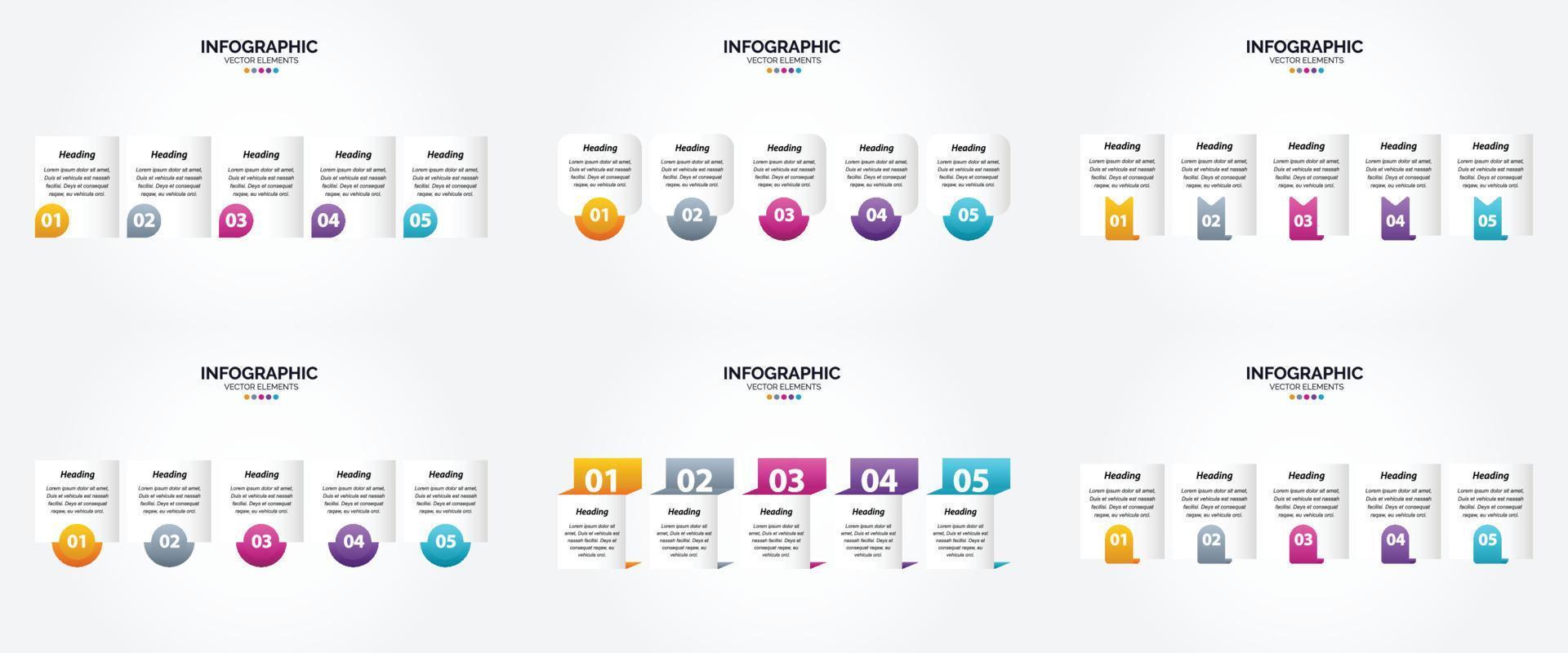 These vector infographics are ideal for advertising in a brochure. flyer. or magazine.