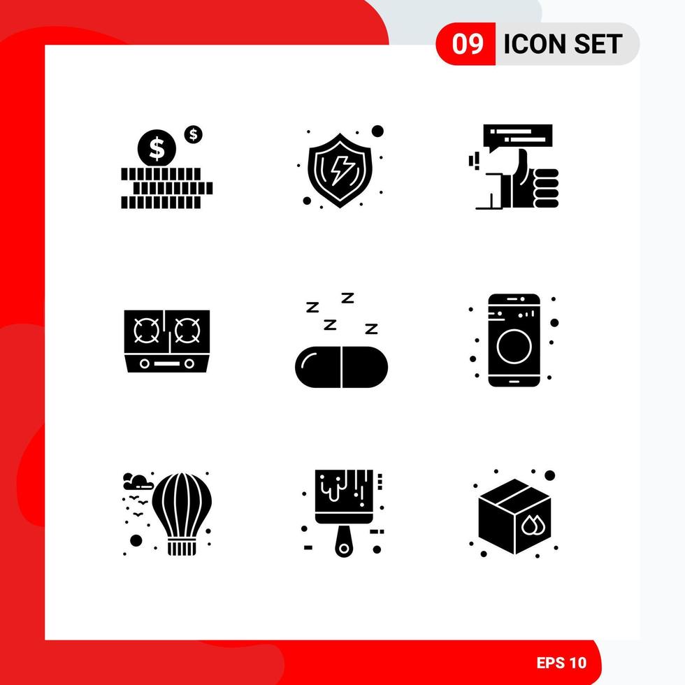 9 iconos creativos signos y símbolos modernos de cocina de drogas dedo gas pulgar elementos de diseño vectorial editables vector