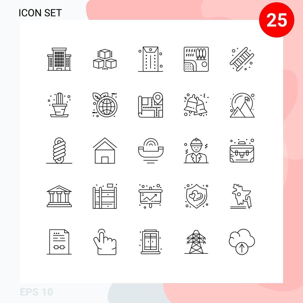Universal Icon Symbols Group of 25 Modern Lines of job fire envelope travel rain Editable Vector Design Elements