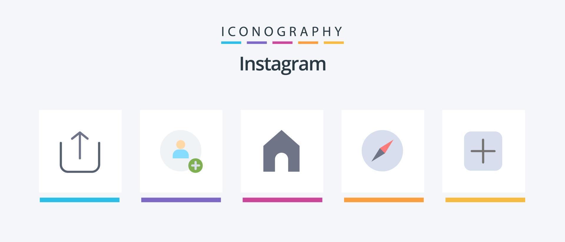 paquete de iconos planos de instagram 5 que incluye. subir. interfaz. conjuntos instagram. diseño de iconos creativos vector