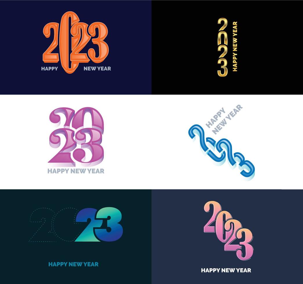 Big Collection of 2023 Happy New Year symbols Cover of business diary for 2023 with wishes vector