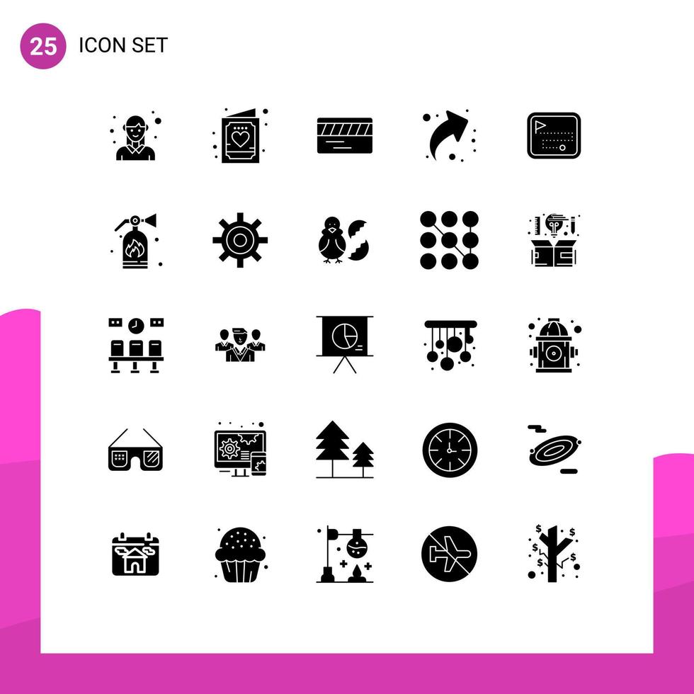 Mobile Interface Solid Glyph Set of 25 Pictograms of map up invitation share underground Editable Vector Design Elements