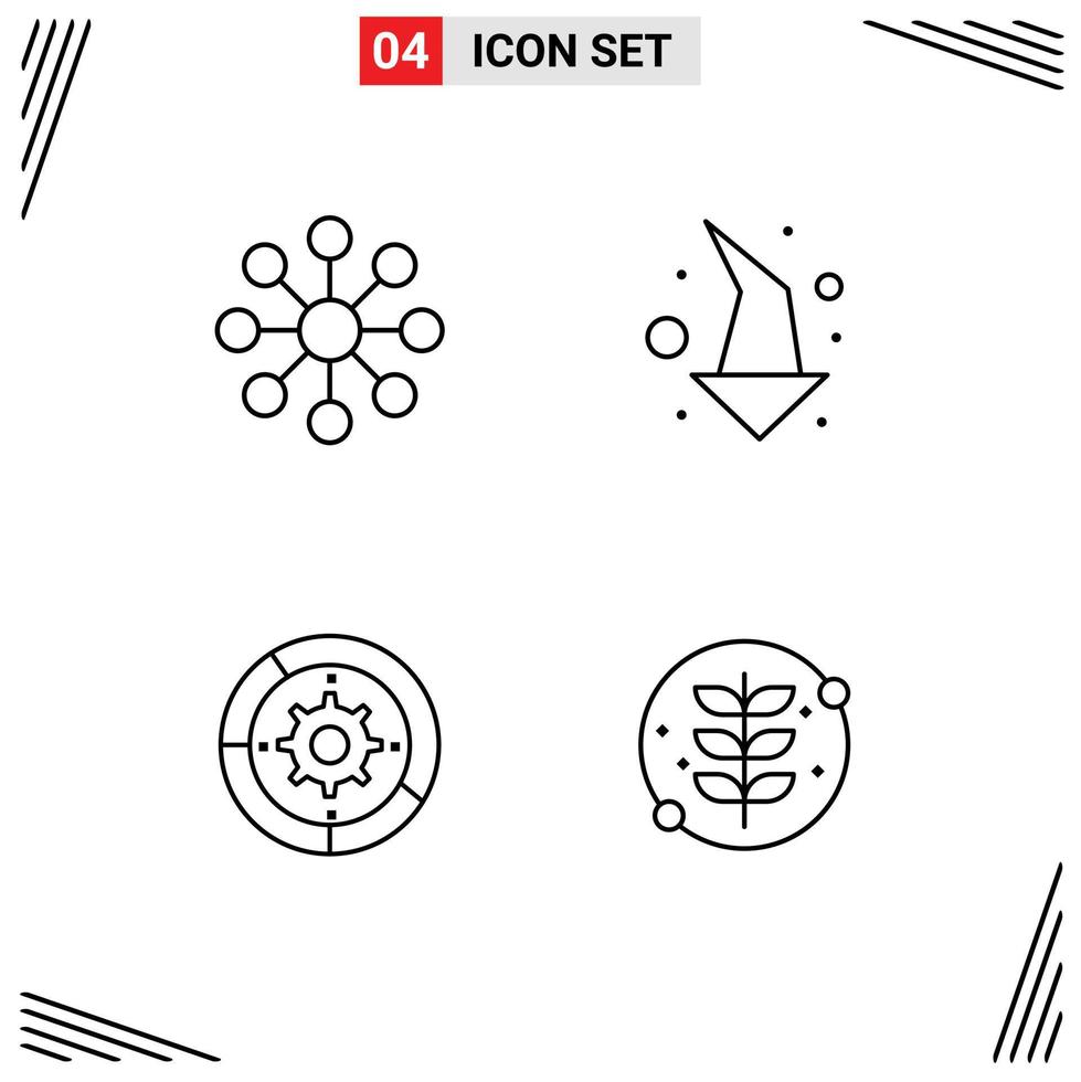 Stock Vector Icon Pack of 4 Line Signs and Symbols for database setup arrow down process Editable Vector Design Elements