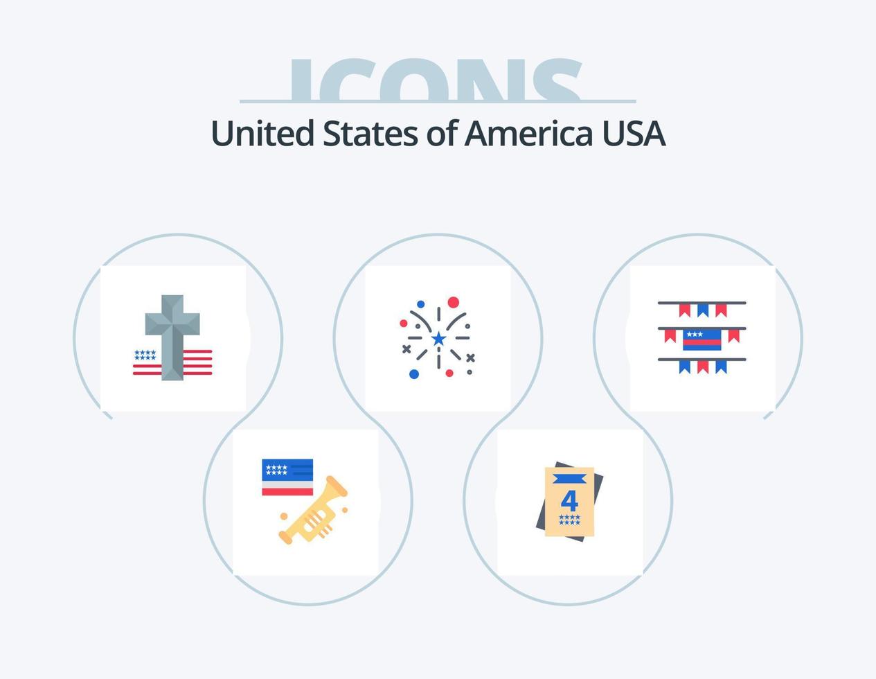 Usa Flat Icon Pack 5 Icon Design. . party decoration. cross. buntings. american vector