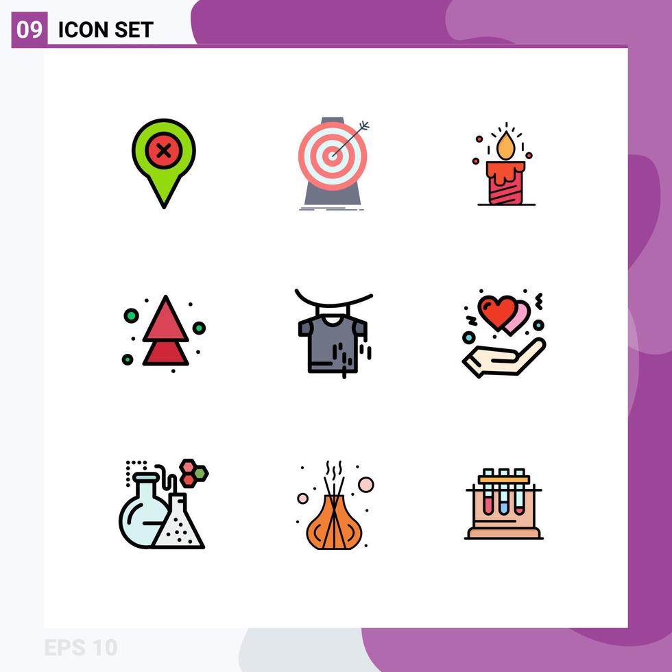 Set of 9 Commercial Filledline Flat Colors pack for clothes up targeting arrows love Editable Vector Design Elements