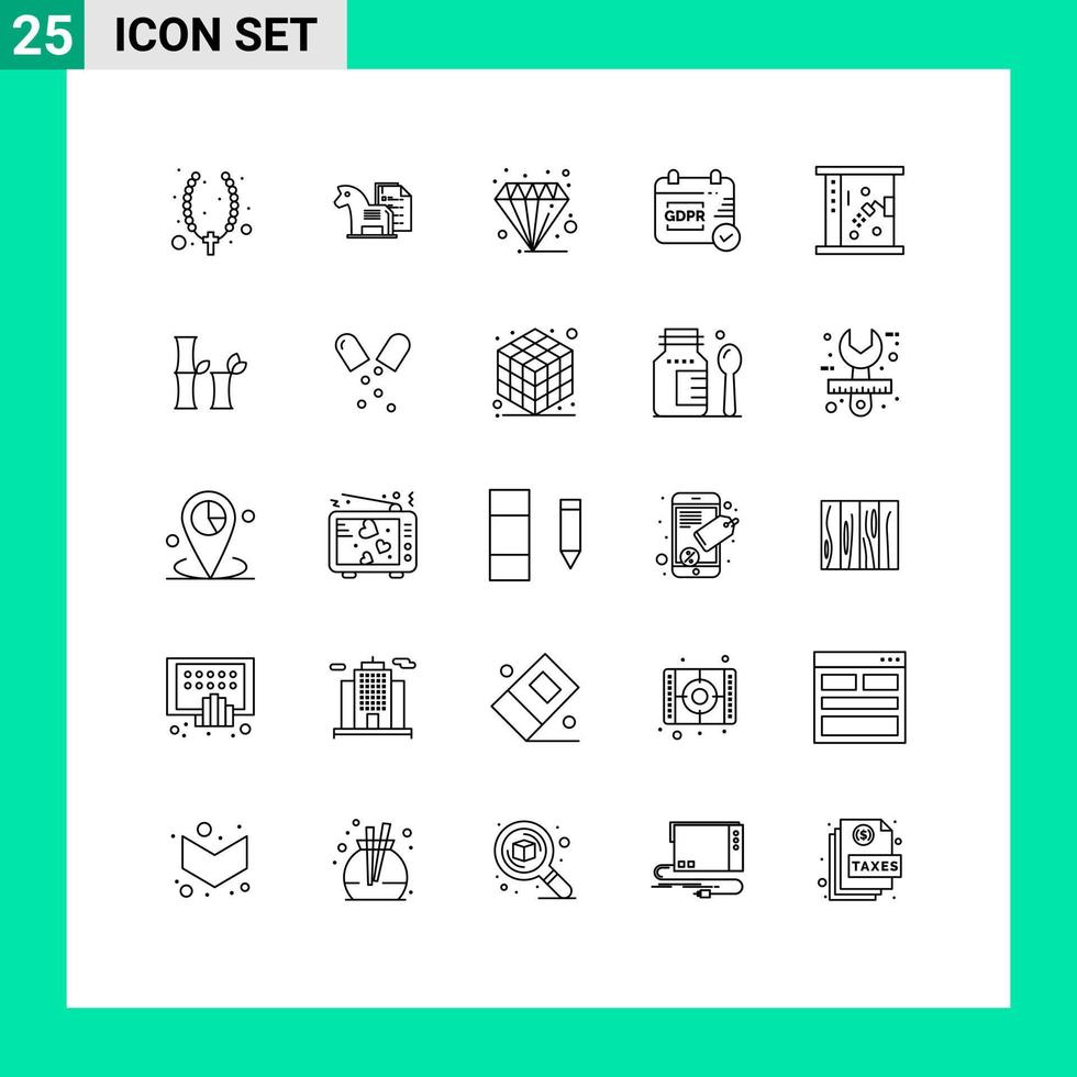25 Line concept for Websites Mobile and Apps calendar gdpr finance pastel economy Editable Vector Design Elements