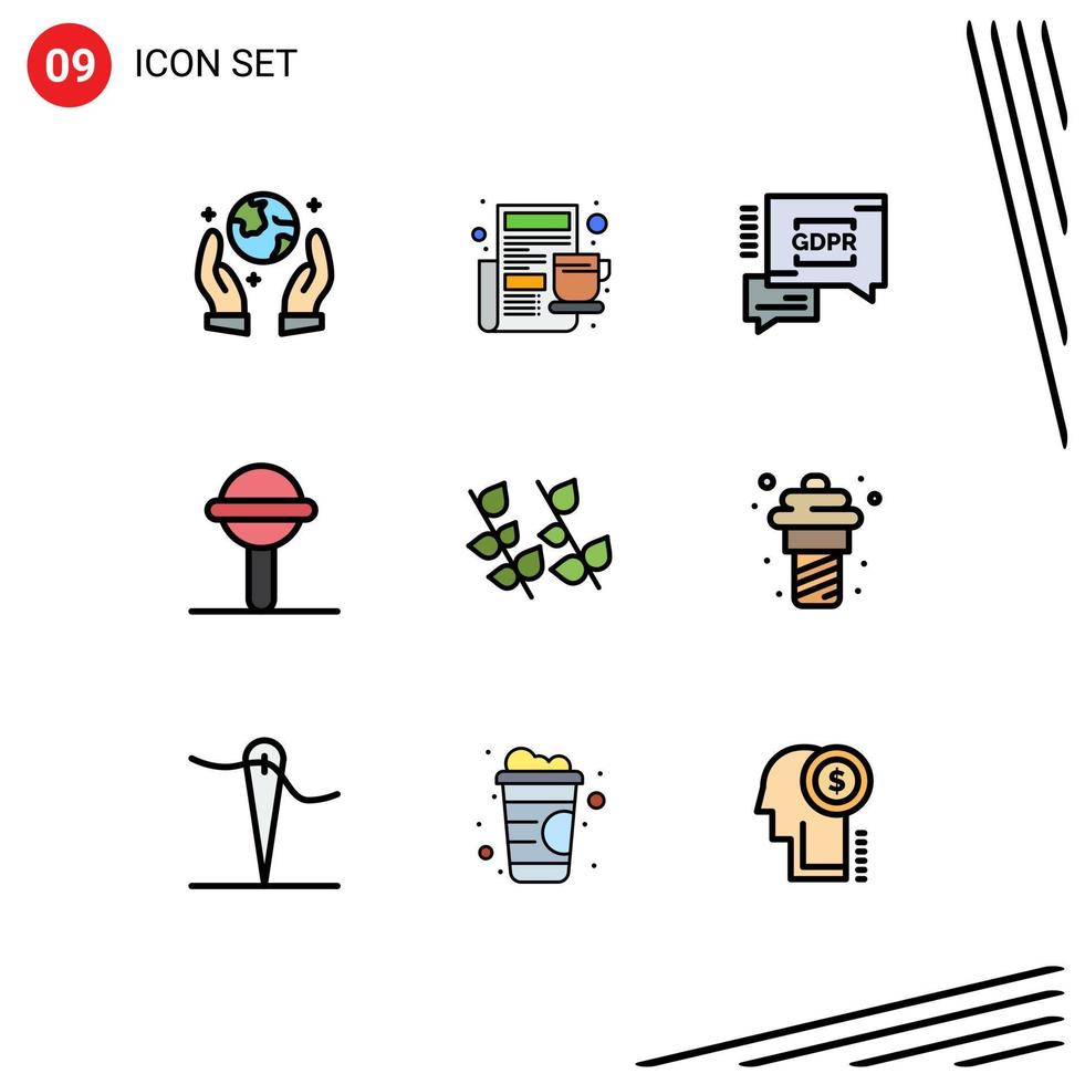 9 iconos creativos signos y símbolos modernos de hoja de primavera ecología segura sonido elementos de diseño vectorial editables vector