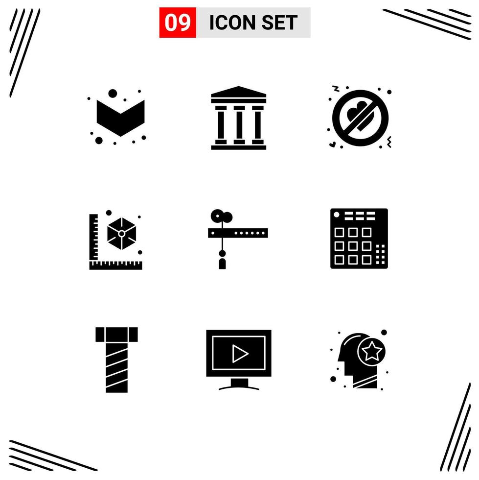 Set of 9 Modern UI Icons Symbols Signs for flag cut romance decoration model Editable Vector Design Elements