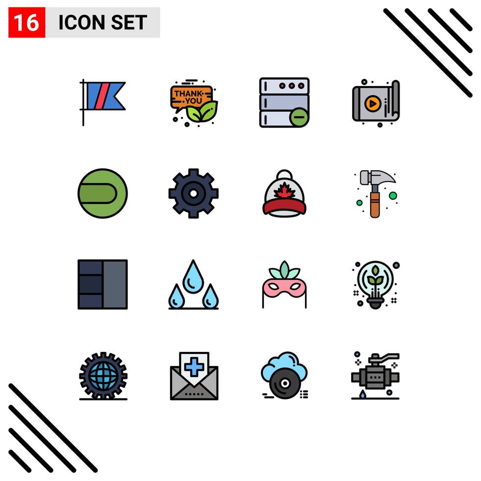 16 Flat Color Filled Line concept for Websites Mobile and Apps ball device thanksgiving technology app Editable Creative Vector Design Elements