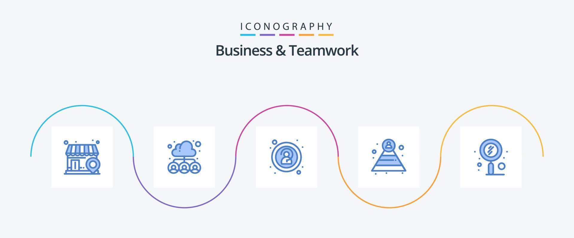 Business And Teamwork Blue 5 Icon Pack Including seo. scan. anonymity. quest. pyramid vector