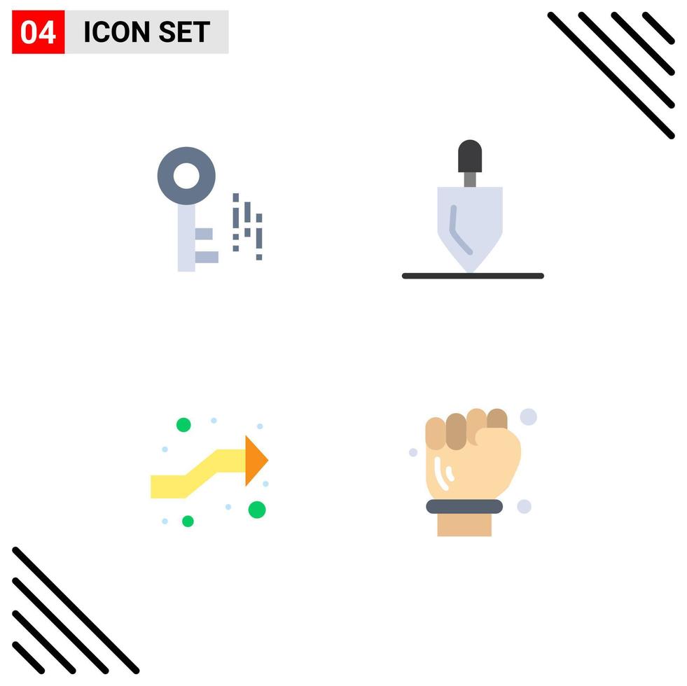 Set of 4 Commercial Flat Icons pack for internet intersection equipment tools labour hand Editable Vector Design Elements