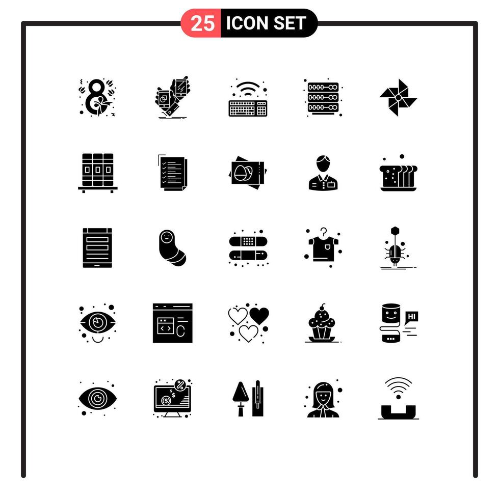 Stock Vector Icon Pack of 25 Line Signs and Symbols for windmill spring product server hosting Editable Vector Design Elements