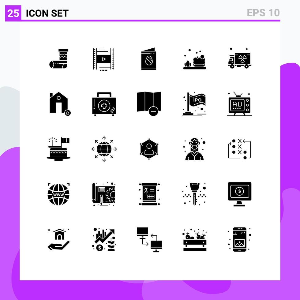 25 iconos creativos signos y símbolos modernos de elementos de diseño de vectores editables de baño de jabón de tarjeta de gas de camión