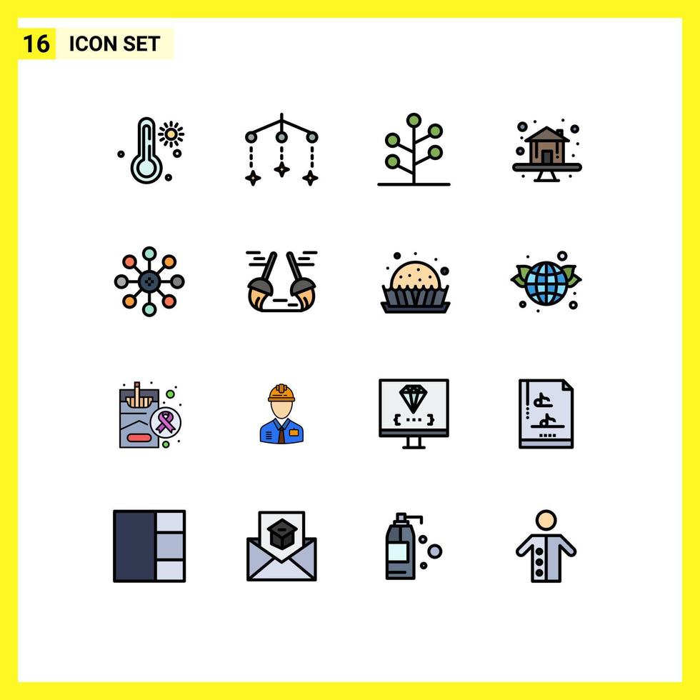 Set of 16 Modern UI Icons Symbols Signs for chemistry biology nature biochemistry house Editable Creative Vector Design Elements