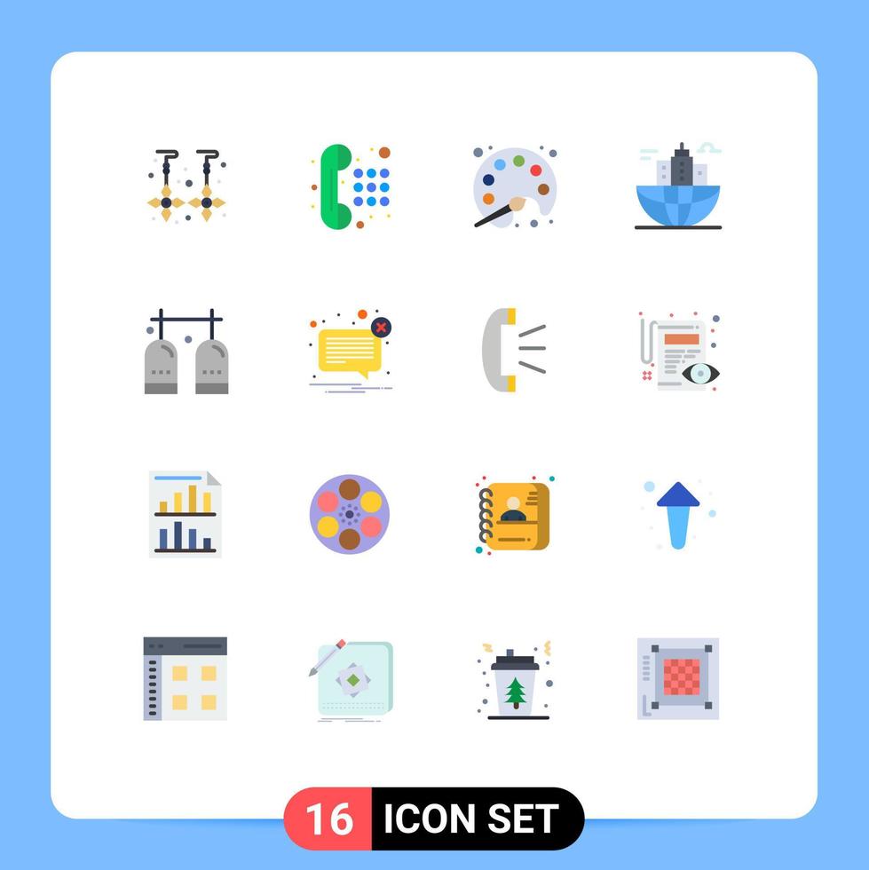 Modern Set of 16 Flat Colors and symbols such as activities global painting city building Editable Pack of Creative Vector Design Elements
