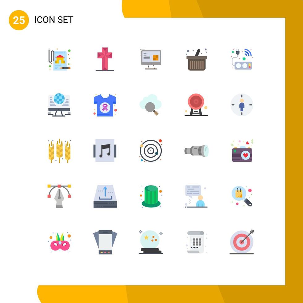 paquete de iconos de vector de stock de 25 signos y símbolos de línea para elementos de diseño de vector editables de carrito de compras de construcción de enchufe de tecnología