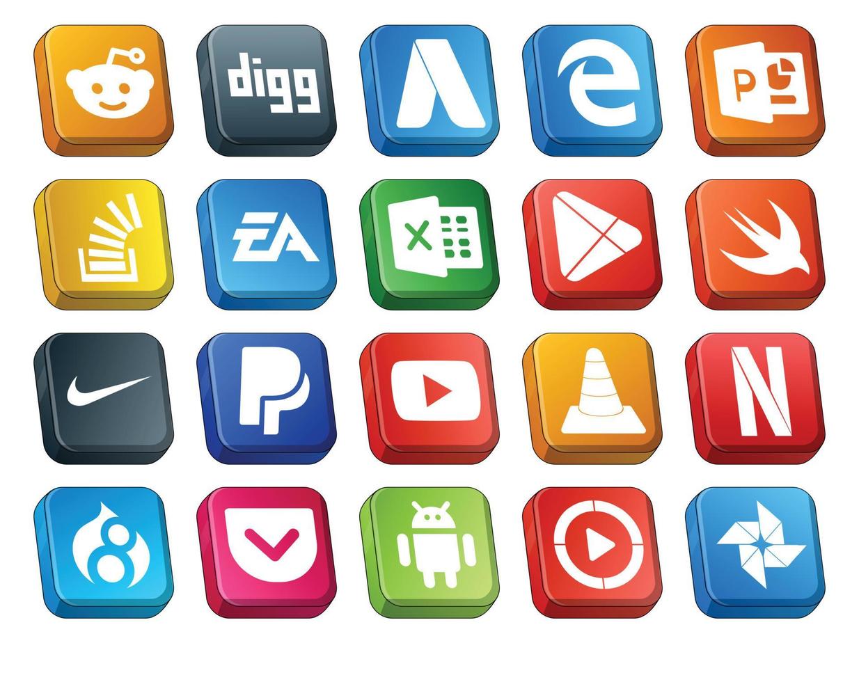 20 Social Media Icon Pack Including paypal swift overflow apps excel vector