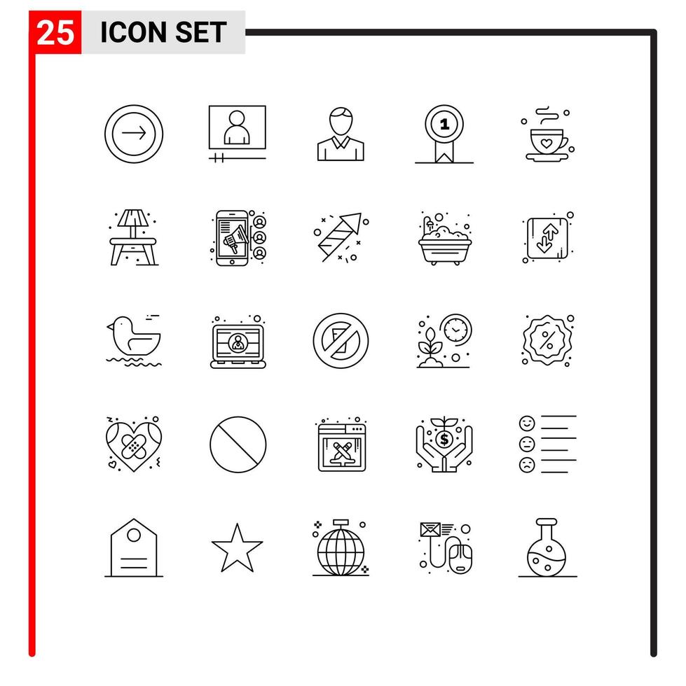 Pack of 25 Modern Lines Signs and Symbols for Web Print Media such as dad win account st prize Editable Vector Design Elements