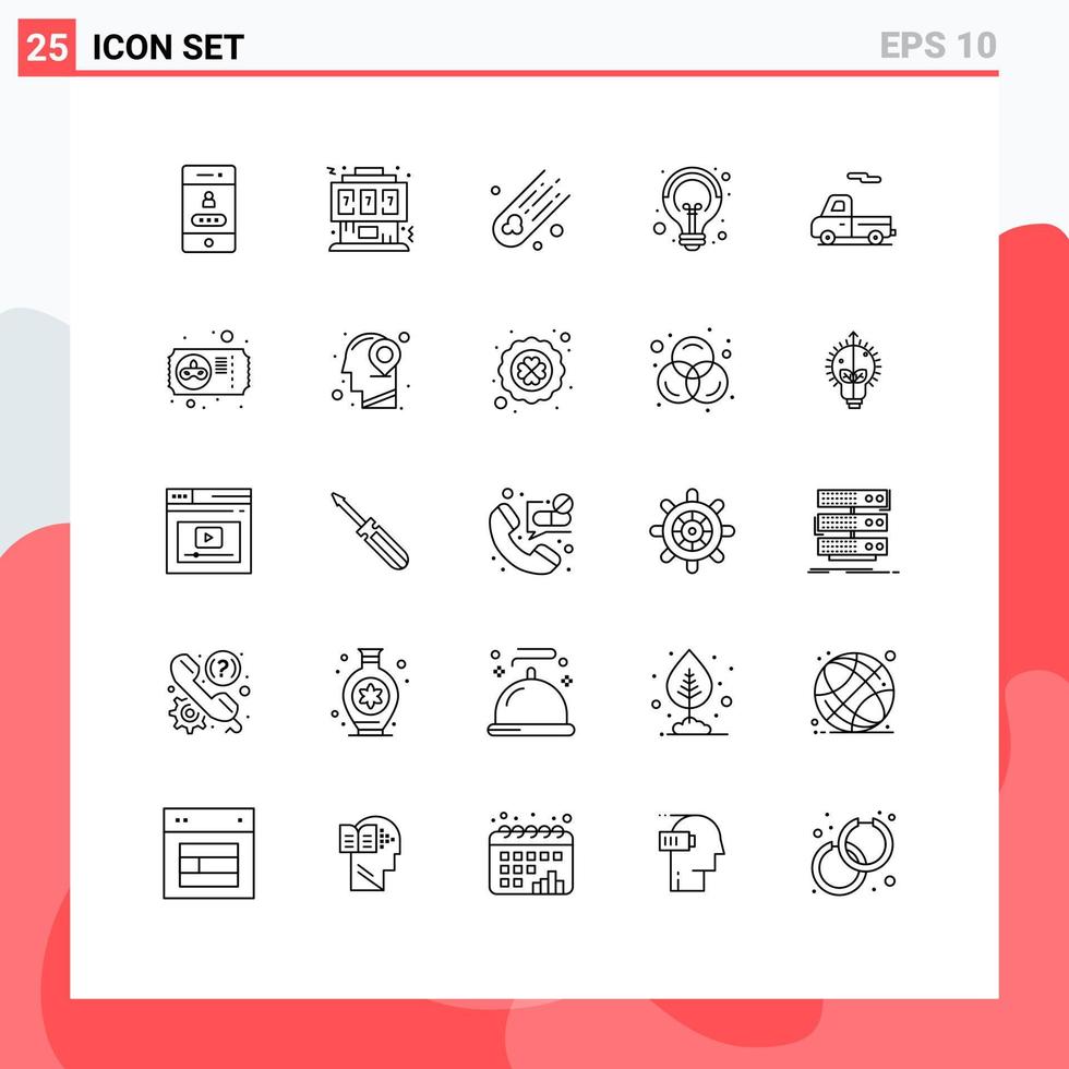Universal Icon Symbols Group of 25 Modern Lines of transport seo console idea campaigns Editable Vector Design Elements