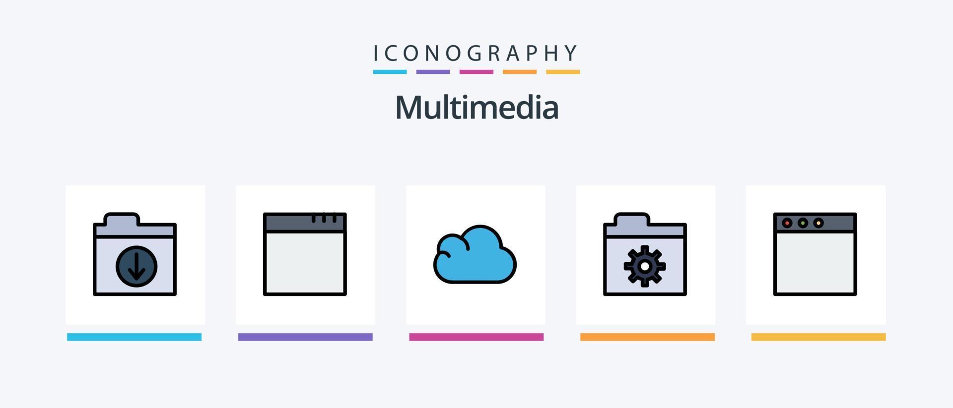 Multimedia Line Filled 5 Icon Pack Including . folder. rename. edit. Creative Icons Design vector