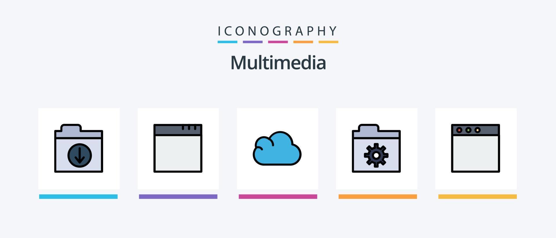 paquete de 5 iconos llenos de línea multimedia que incluye . carpeta. rebautizar. editar. diseño de iconos creativos vector