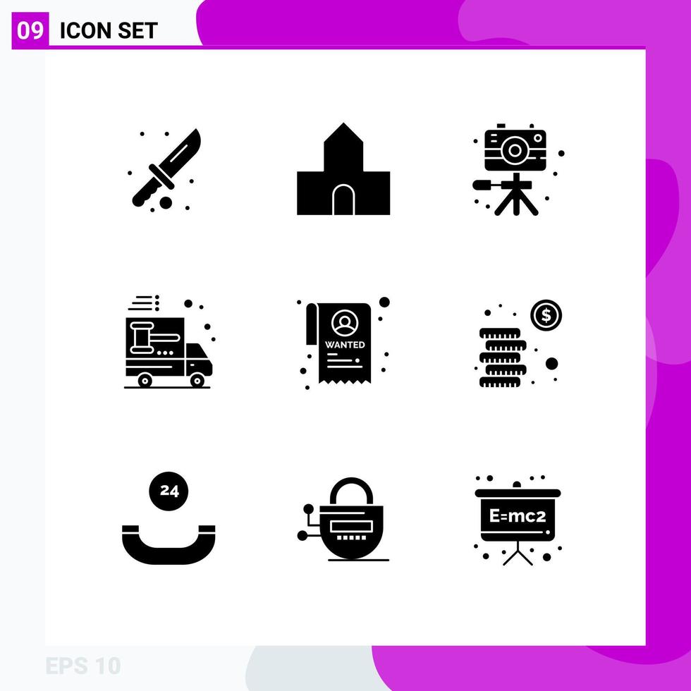 9 Creative Icons Modern Signs and Symbols of institution car video buy truck Editable Vector Design Elements