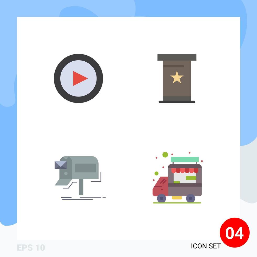 Pack of 4 creative Flat Icons of basic marketing conference presentation mail Editable Vector Design Elements